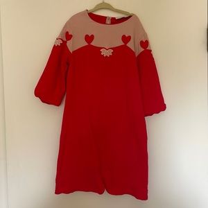 Stella McCartney Red & Pink Heart A-Line Dress, Sz 10